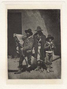 Plate III – Group of Three Pifferari Standing, in the Court of 21 Quai Bourbon by Charles Nègre, André Jammes