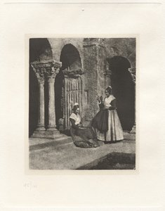 Two Arlesiennes in the Cloister of Saint-Trophime of Arles (Plate II) by Charles Nègre, André Jammes