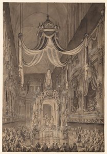 Funeral for Marie-Thérèse of Spain, Dauphine of France, in the Church of Nôtre Dame by Charles Nicolas Cochin