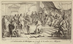 Condemnation of Cathars as heretics at the Council of Lombers, France by Charles Nicolas II Cochin