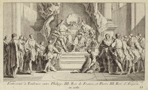 Meeting in Toulouse between King Philip III of France and King Peter III of Aragon by Charles Nicolas II Cochin