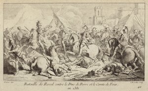 The armies of the Duke of Berry and the Count of Foix fighting at the Battle of Revel, France by Charles Nicolas II Cochin