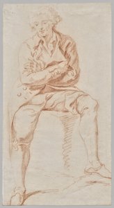 A Man Seated on the Edge of a Table