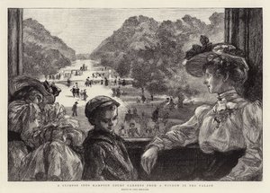 A Glimpse into Hampton Court Gardens from a Window in the Palace by Charles Paul Renouard