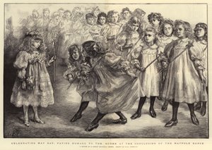 Celebrating May Day, Paying Homage to the Queen at the Conclusion of the Maypole Dance