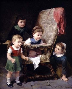 Children Playing Round a Chair by Charles Petit