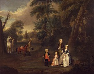 Thomas Hill of Tern, and his family in a landscape