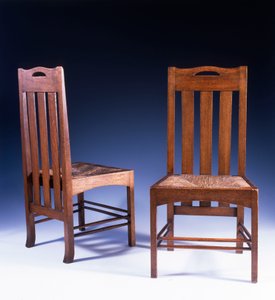 An oak dining chair designed by Charles Rennie Mackintosh for the Argyle Street Tearooms, c.1898-99