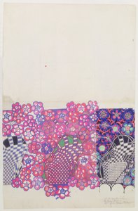Blue and pink tobacco flower design by Charles Rennie Mackintosh