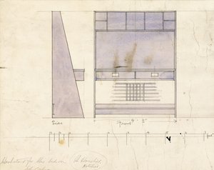 Design for a washstand, shown in side and front elevation, 1904 by Charles Rennie Mackintosh