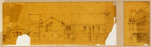 Design for the Facade of a Church Shown in Elevation, and a Subsidiary Design for the Entrance to the Church, Shown in Elevation, c.1895-99