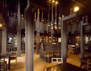Interior view of the reading room of the School of Fine Arts designed by architect Charles Rennie Mackintosh