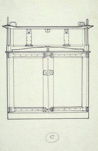 Line drawing of furniture (a cabinet), c.1910 by Charles Rennie Mackintosh