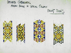 Orvieto Cathedral, Mosaic Bands in Spiral Column, Front Door, 1891 by Charles Rennie Mackintosh