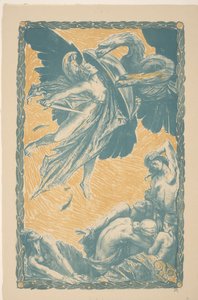 Flying Warrior Protects Drawn People from an Eagle by Charles Ricketts