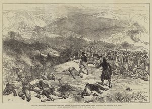 The War, Battle of Kniejesevacz, the First Brigade of Infantry, under Hafiz Pasha, attacking the Servians in a Wood