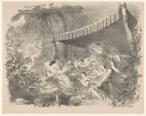 Ballet Scene with Nymphs Announcements of Ballets and Plays Performed in the Amsterdam City Theatre (series title) by Charles Rochussen