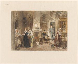 Servants of a Castle Gathered in an Anteroom by Charles Rochussen