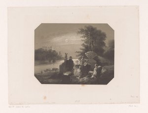 Men and Women in Landscape by Moonlight