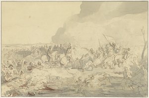 Battle Between Cavalry and Infantry in 16th-Century Attire