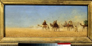 Caravan crossing the desert by Charles Theodore  Frere