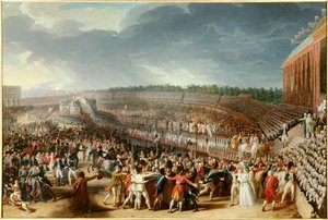 French Revolution: the fete of the Federation on 14 July 1790 at the Champ de Mars by Charles Thevenin