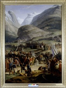 The French army in the village of Saint Pierre for the crossing of the Saint Bernard pass