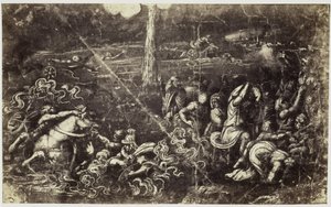 Photoreproduction of a drawing by Raphael, drowning army after Israel