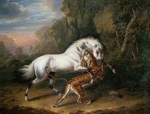 A Tiger attacking an Arab Stallion, 1824