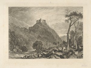 Okehampton Castle, on the River Okehampton by Charles Turner
