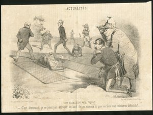 Illustration by Charles Vernier in Le Charivari - A Political Birdcatcher - President of the Republic, Ministry of the Interior - Thiers Adolphe, Napoleon III, Faucher Leon - Portfolio