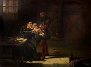 The Martyrdom of Laurence Saunders at Coventry, Central, Hand Panel of Triptych by Charles West Cope