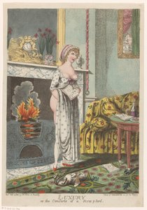 Woman Warming Herself by the Hearth, a Book in Her Hand