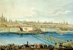 Laying of the Moskvoretsky Bridge in Moscow, 1830