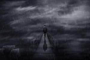 Man On A Stormy Bridge by Che Abu Bakar