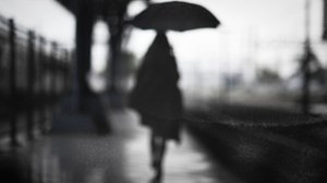 Solitary Figure in Rain