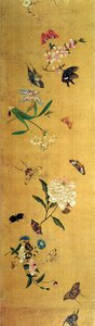 One Hundred Butterflies, Flowers and Insects (detail from a handscroll) by Chen Hongshou