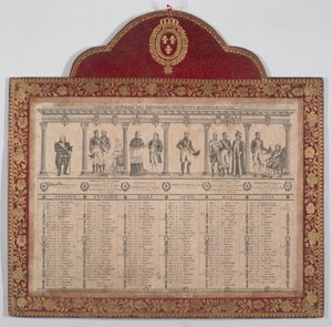 French Calendar for the Year 1816, Galerie Generale des Souverains des Etats Européens, 1816