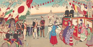 Visit of the Empress to the Third National Industrial Promotional Exhibition at Ueno Park, 1889