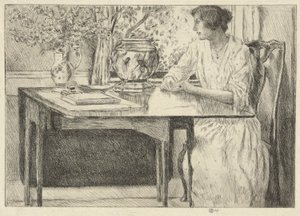 The Colonial Table (Holley House, Cos Cob) (recto); Landscape with Barn (verso)