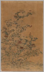 Kesi Panel: Rocks and Chrysanthemums