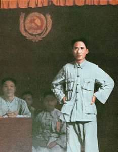Mao Zedong addressing an international Communist conference in Kiangsi Province
