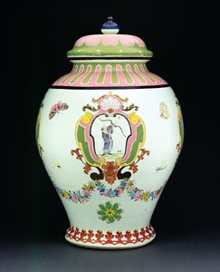 Cistern painted with a design by Cornelis Pronk (1691-1759) c.1730 by Chinese School