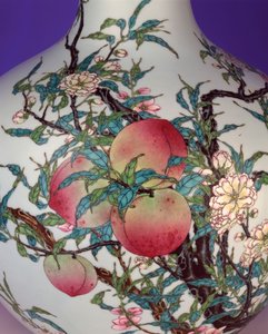 Detail (Magnificent Famille Rose Nine-Peach Globular Bottle Vase) by Chinese School