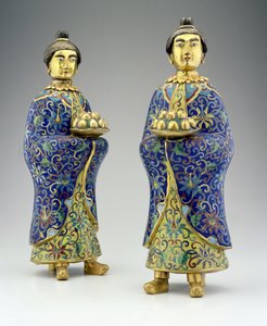 Pair of female attendants, Qianlong period by Chinese School