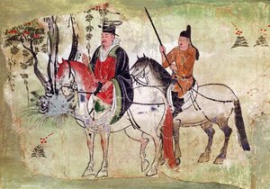 Two Horsemen in a Landscape, Tang Period by Chinese School