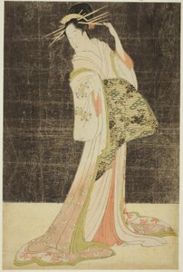 A Selection of Beauty from the Pleasure Quarters: Courtesans Hired for the New Years Holidays - Takigawa of the Ogiya by Chobunsai Eishi