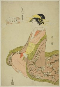 New Clothes for the Festival of New Herbs: Tamagiku of the Kadotamaya with Attendants Kikuno and Kikuji by Chobunsai Eishi