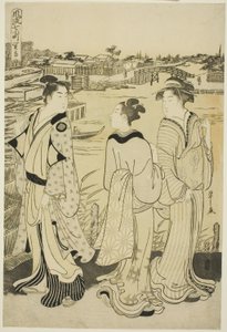 Ono no Komachi at Seki Temple, from the series The Fashionable Seven Komachi by Chobunsai Eishi