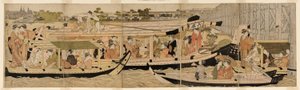 Pleasure Boats on the Sumida River by Chobunsai Eishi
